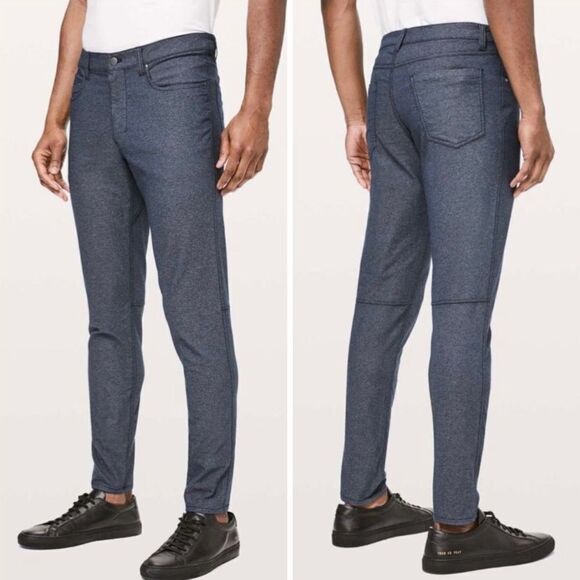 Lululemon ABC Pant Skinny *Tech Canvas 34" Heathered Deep Navy Size 31 - Picture 1 of 11